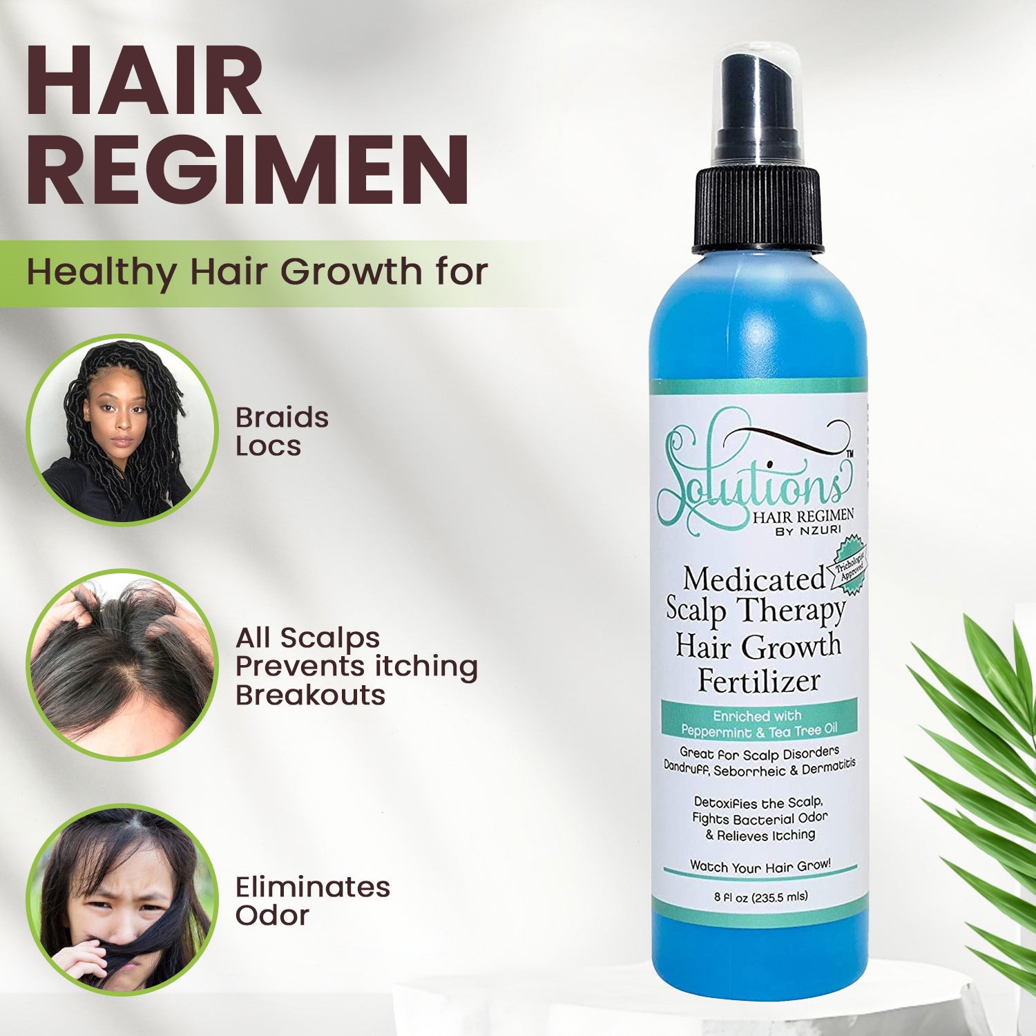 Nzuri Solutions Hair Regimen Medicated Scalp Therapy Hair Growth Fertilizer 8oz