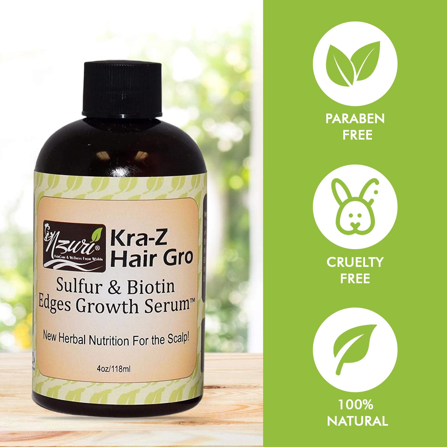 Nzuri Kra-Z Gro Sulfur & Biotin Hair Growth Serum 4oz