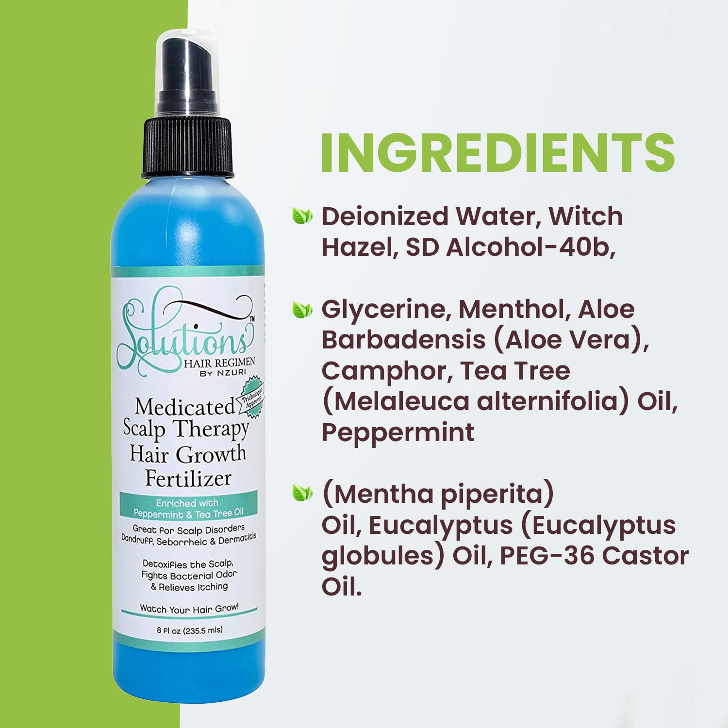 Nzuri Solutions Hair Regimen Medicated Scalp Therapy Hair Growth Fertilizer 8oz