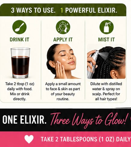 Nzuri Elixir - Liquid Hair Vitamin Plus Growth Stimulants with Vitamin  D - 32Oz + FREE Kra-z Hair Gro Fertilizer Nourishing, Vitamin infused Growth Spritzer 8oz