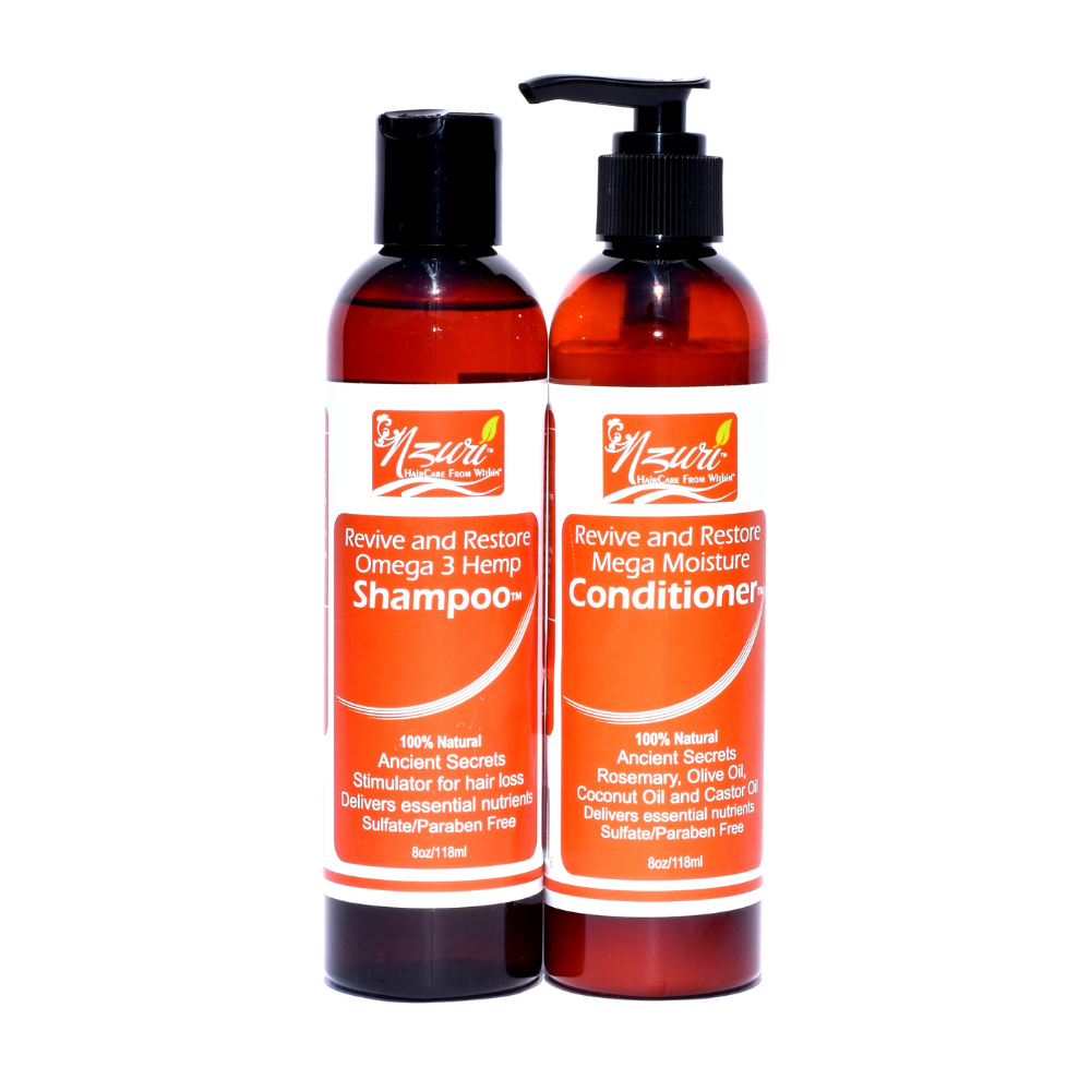 Nzuri Revive and Restore Omega 3 Hemp Shampoo/Conditioner Combo 8oz