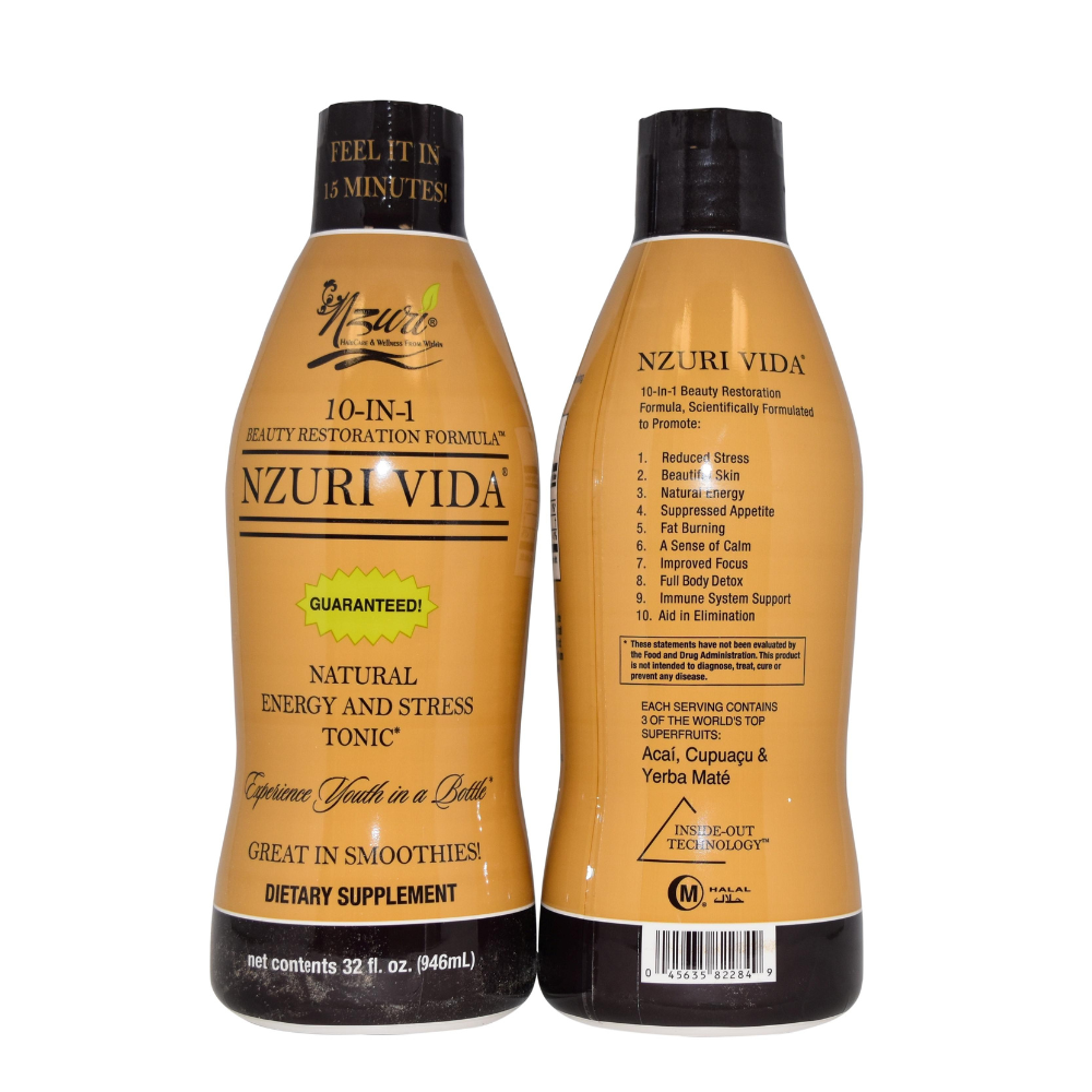 Nzuri Vida Energy and Stress Tonic 2 Bottles 32 oz