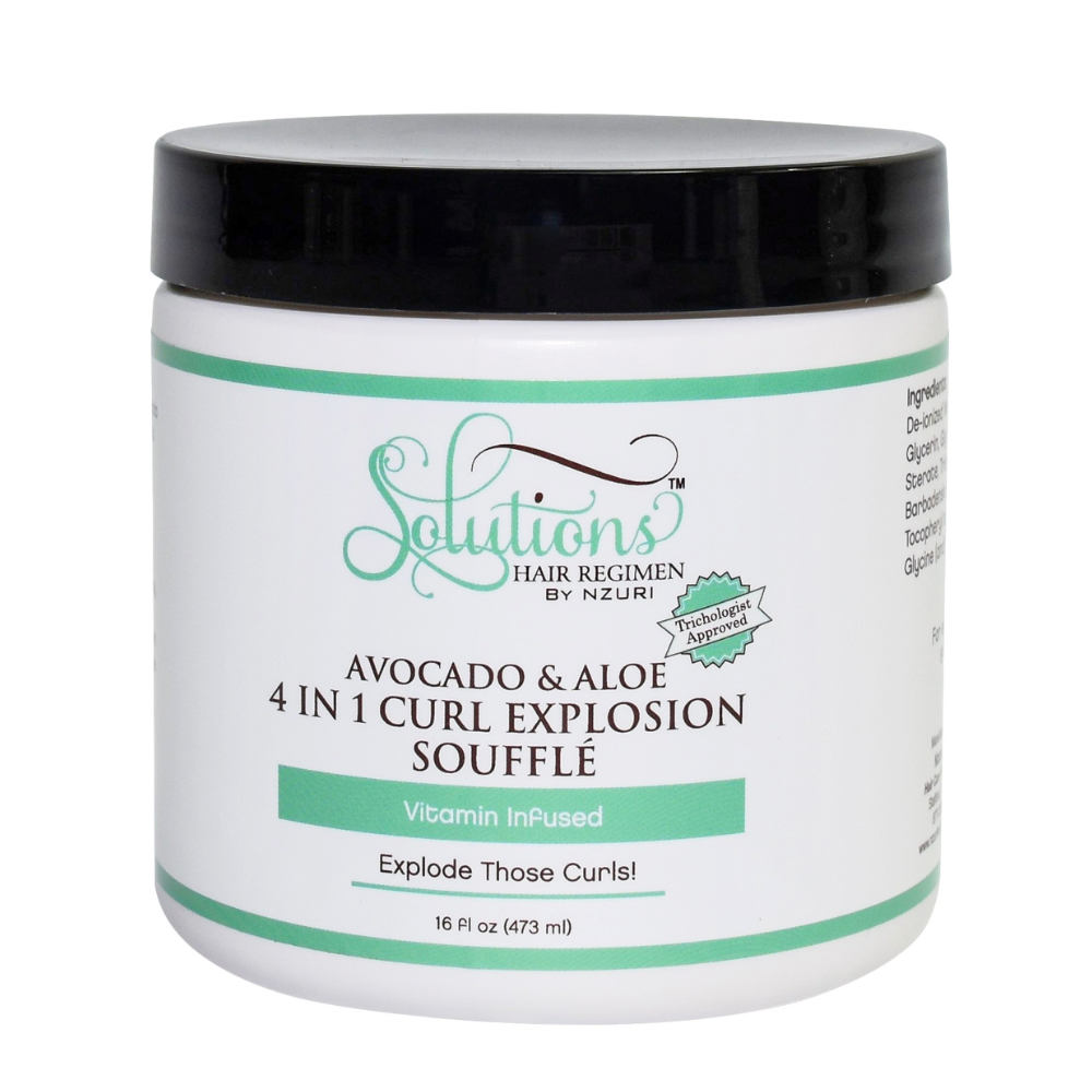 Nzuri Solutions Hair Regimen Avocado and Aloe 4 in 1 Curl Explosion Soufflé 16oz