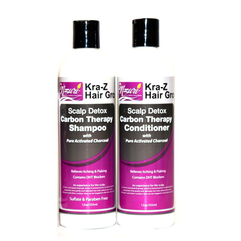 Nzuri Kra-Z Hair Scalp Carbon Therapy Shampoo & Conditioner Seborrheic Dermatitis 12oz