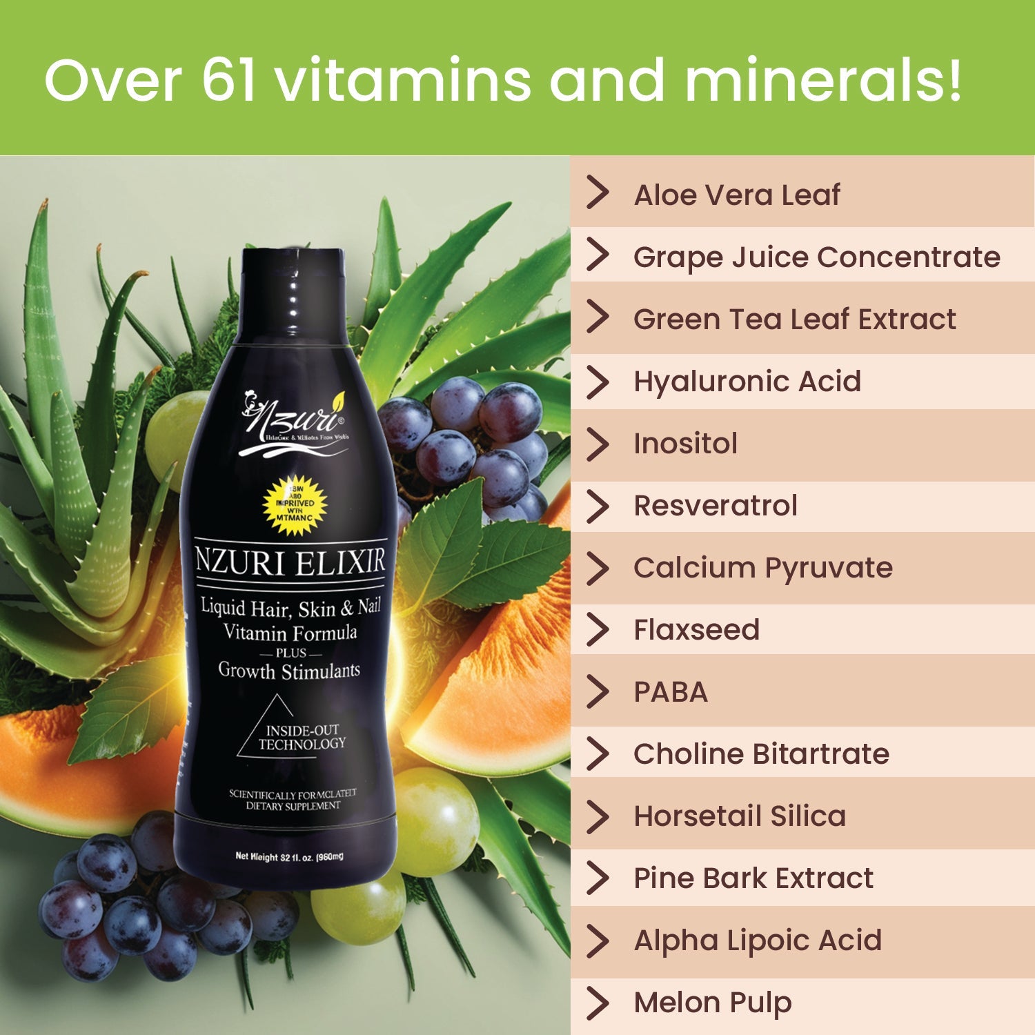Nzuri Elixir Liquid Hair Vitamin+Nzuri Vida Energy and Stress Tonic