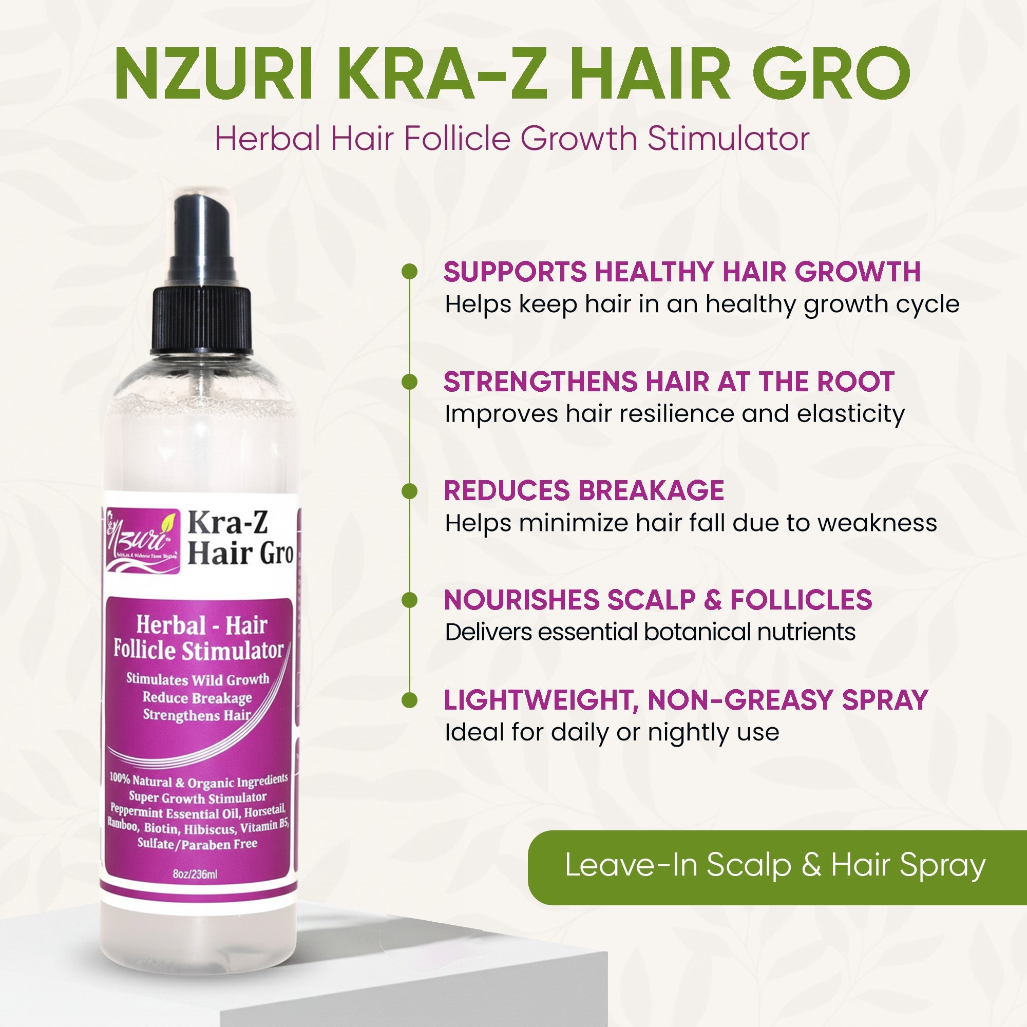 Nzuri Herbal Hair Follicle Growth Stimulator 12oz