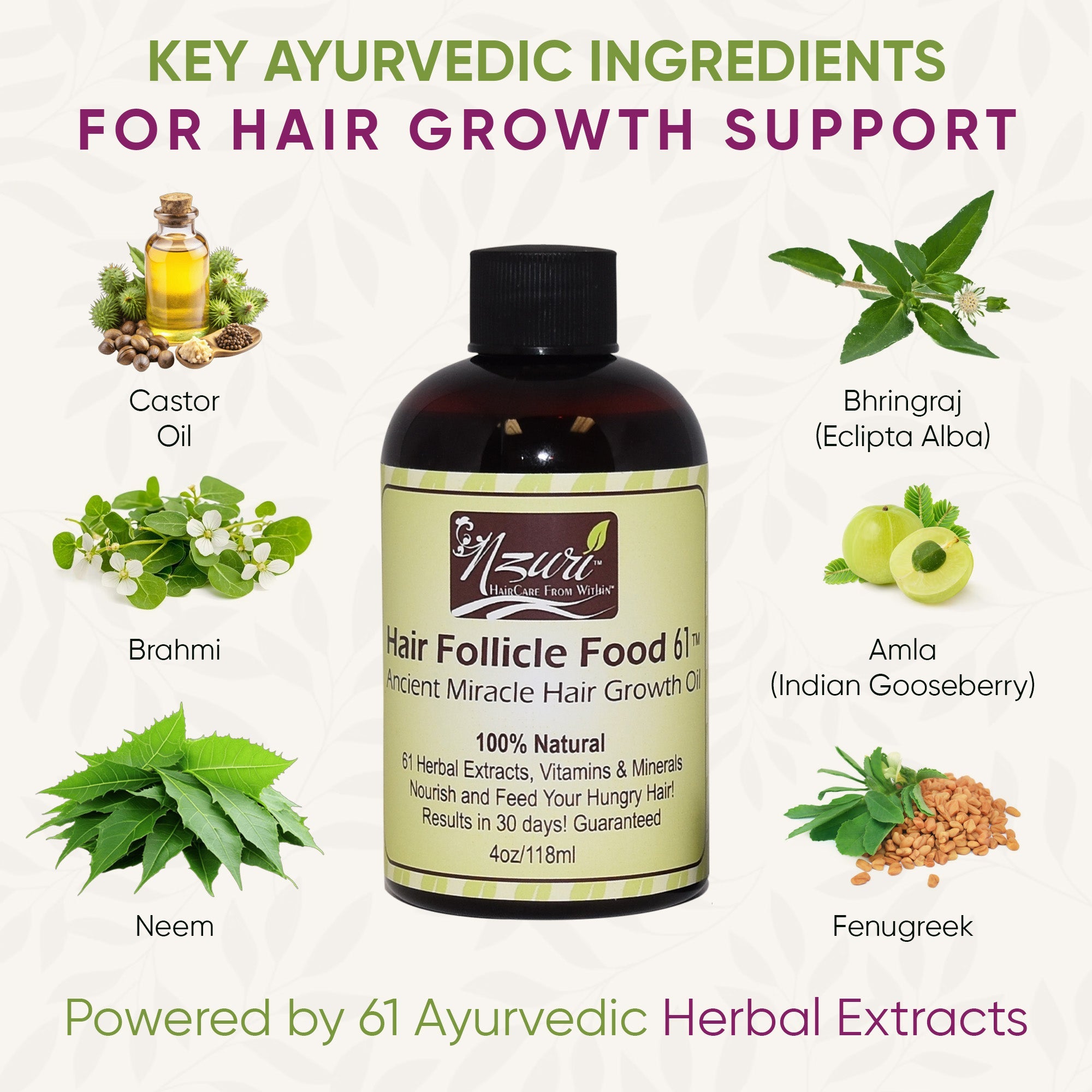Nzuri Hair Follicle Food 61- Ancient Miracle Hair Growth Oil™ 4oz.