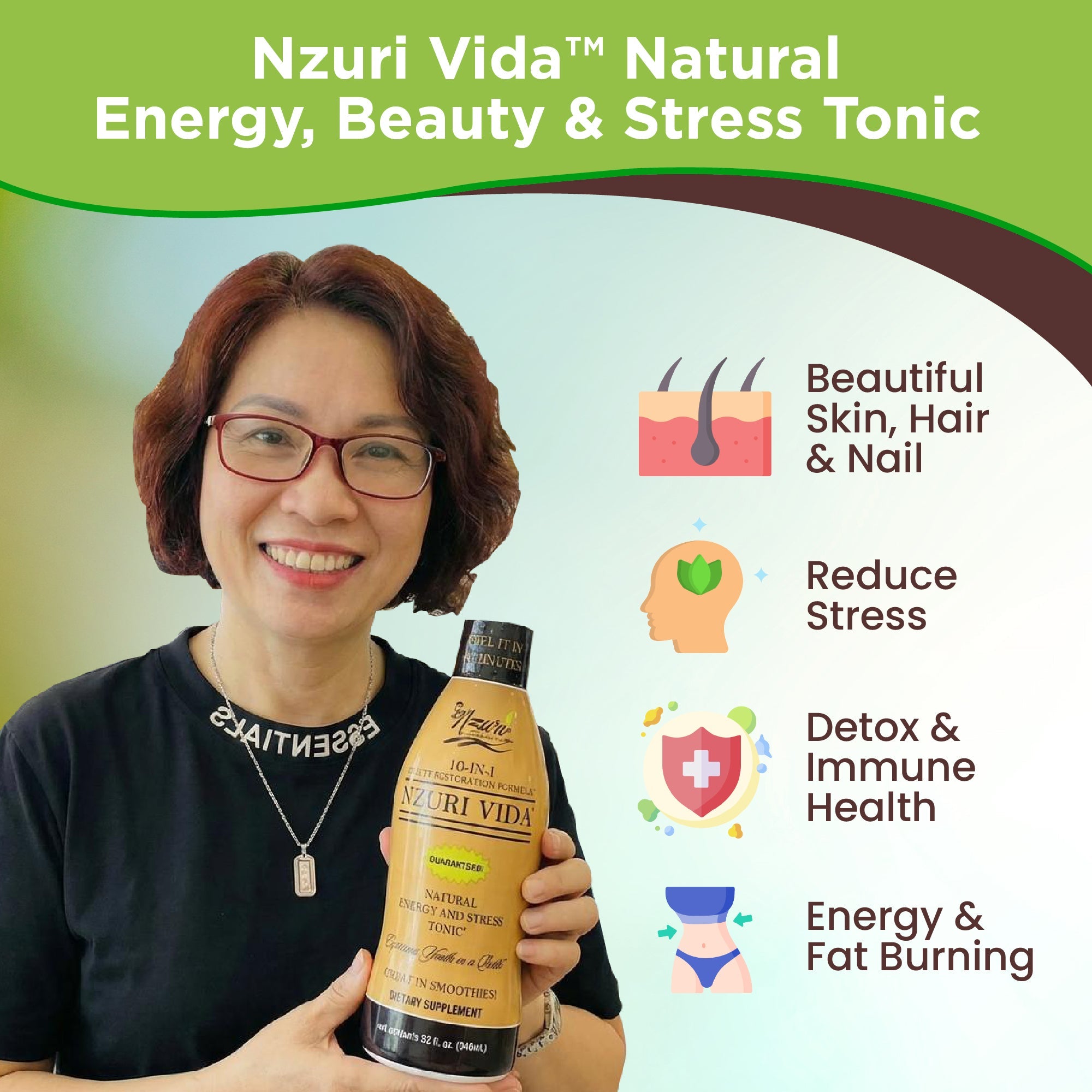 Nzuri Vida All Natural Energy and Stress Tonic (3 Bottles) 4oz