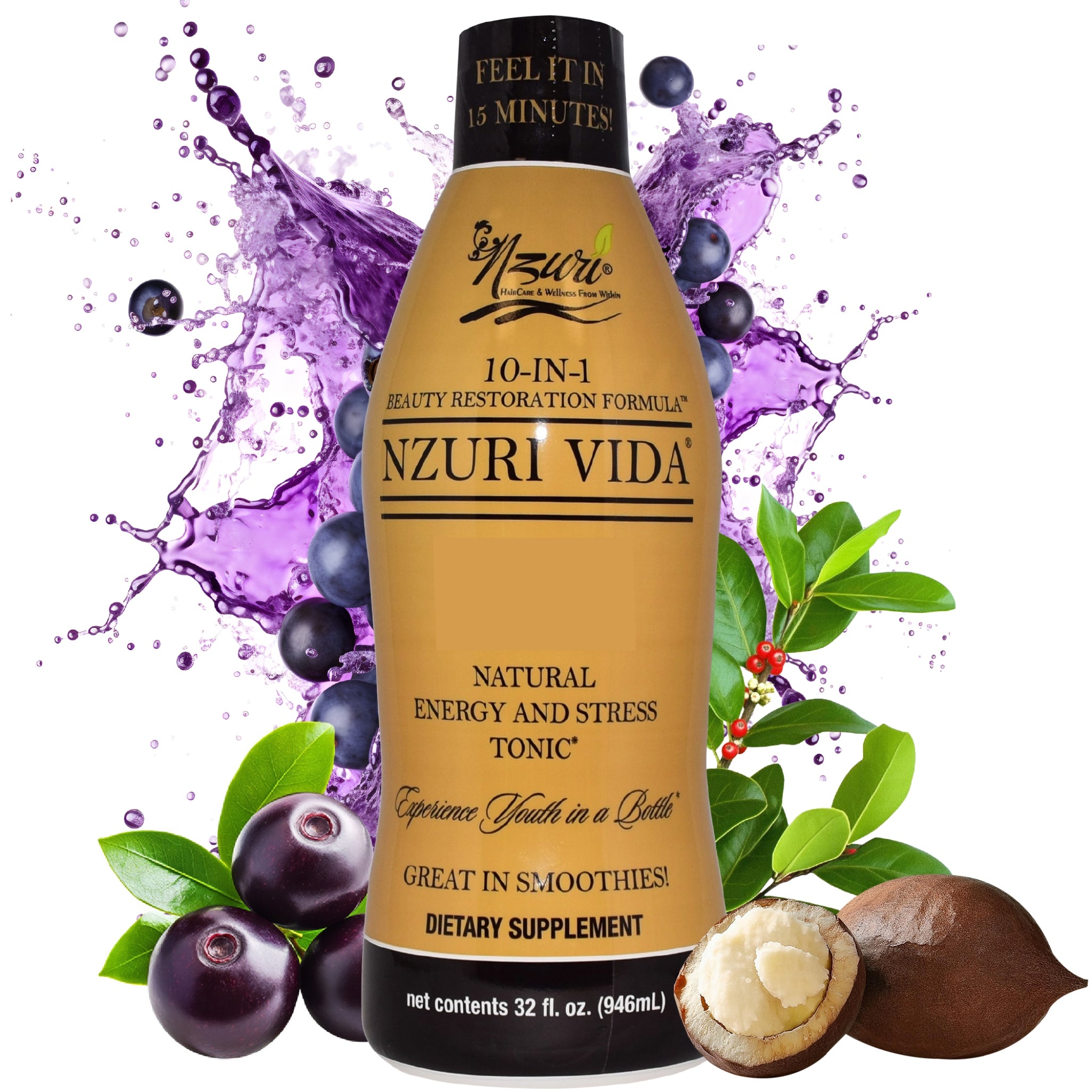 Nzuri Vida All Natural Energy and Stress Tonic 32oz