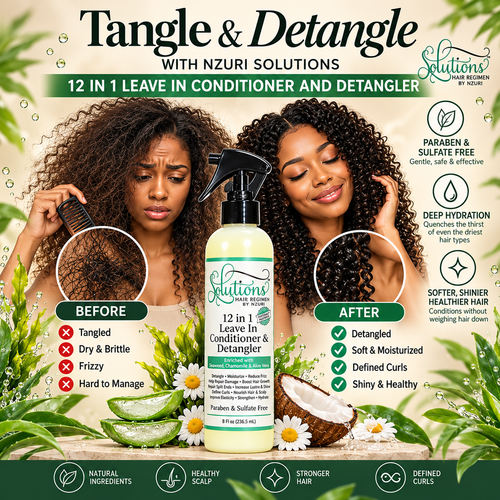 Nzuri Solutions Hair Regimen 12 IN 1 Leave in Conditioner and Detangler 8oz
